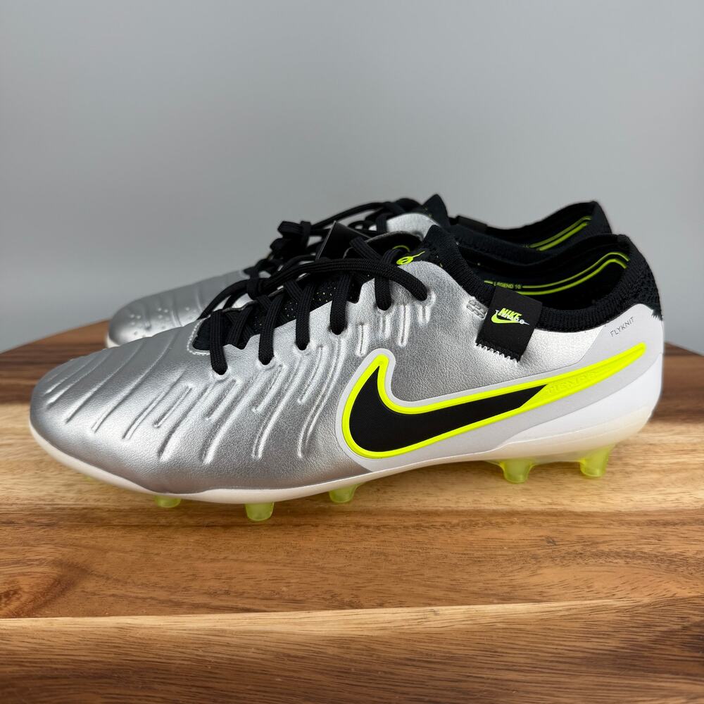 Nike Tiempo Legend 10 Elite AG Soccer Cleats Men's 7.5 Silver Mad Voltage - Picture 3 of 8